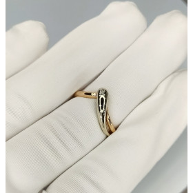 Каблучка з червоного і білого золота 585* з діамантом